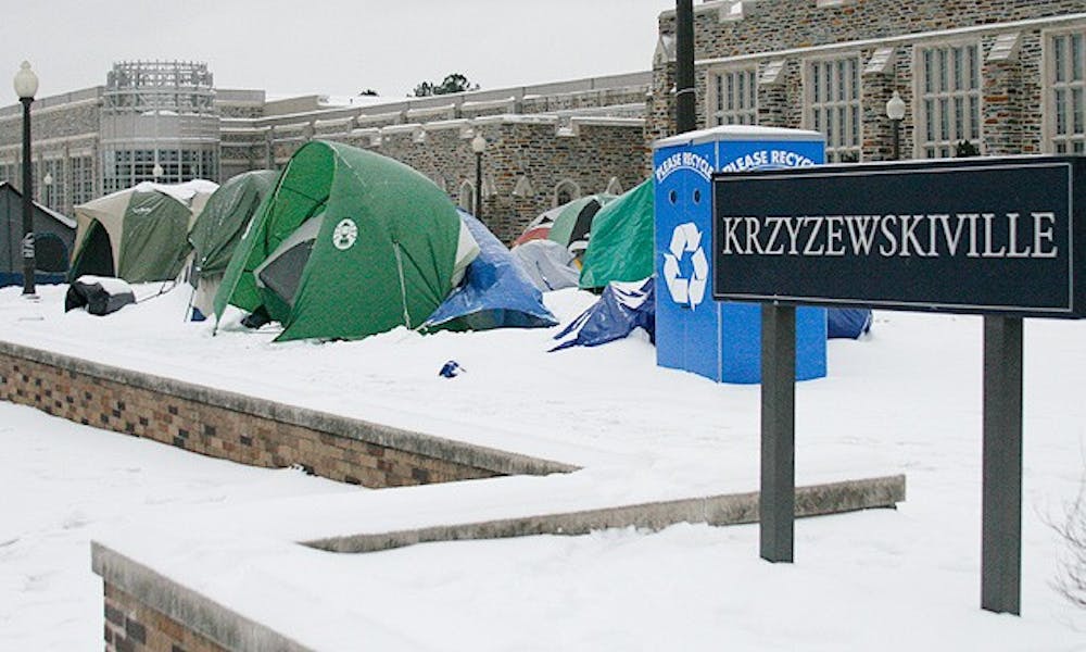 Some students said the social aspect of Krzyzewskiville this year was lacking after a snowstorm forced cancellations of several kickoff events, but added that tenting seemed easier this year compared to the past.