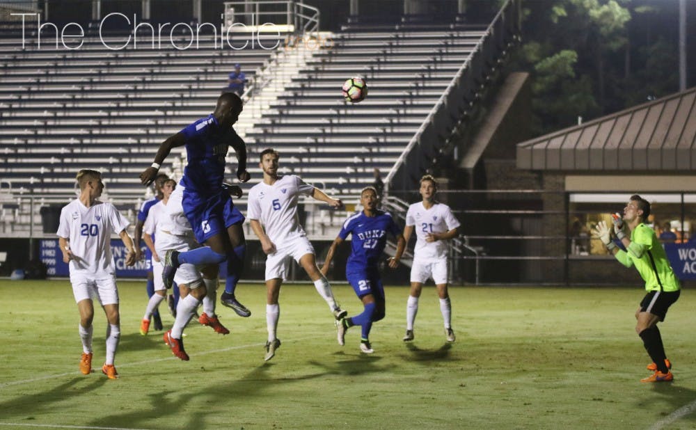 Junior Cameron Moseley put Duke up 1-0 in the first half Tuesday evening on a header.