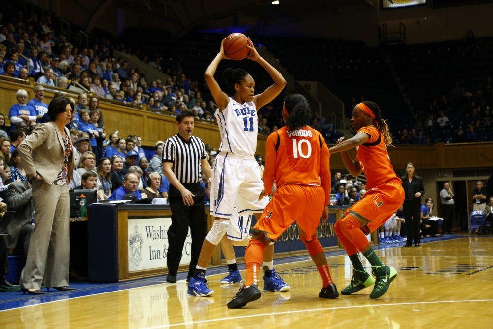 Freshman Azura Stevens scored 20 points on 9-of-13 shooting to help the Blue Devils hand the Hurricanes their first ACC loss.
