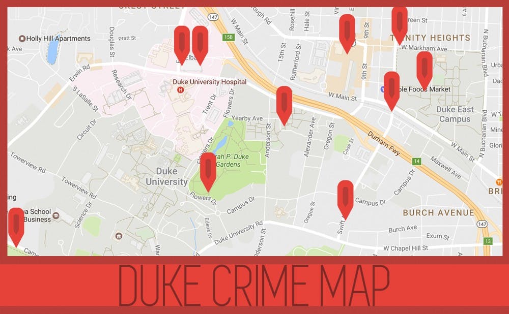 <p>Several of the incidents that resulted in DukeALERTs occurred near East and Central Campus.</p>
