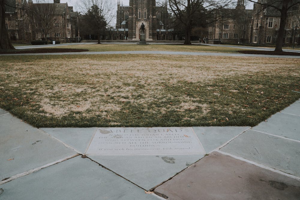 Abele Quad rests right in front of Duke Chapel. The quad is named after Julian Abele, a prominent African-American architect and the "Designer of Duke's West Campus."