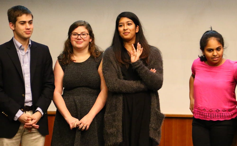 <p>President-elect Tara Bansal, second from right, and the DSG Academic Affairs Committee are hoping to see more student-friendly resources on ACES.</p>