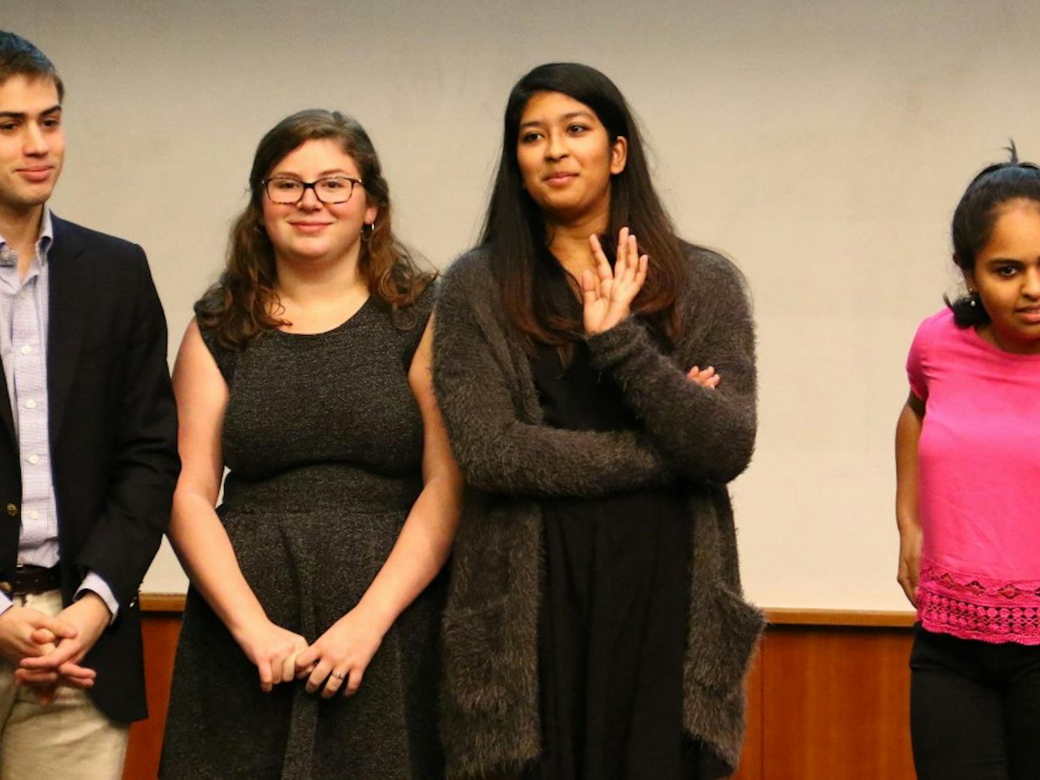President-elect Tara Bansal, second from right, and the DSG Academic Affairs Committee are hoping to see more student-friendly resources on ACES.