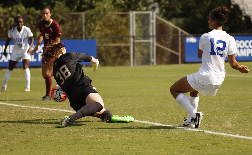 <p>Freshman Kayla McCoy had a chance to win the game in overtime, but Florida State goalkeeper Cassie Miller turned the shot aside to preserve the scoreless tie.</p>
