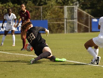 Freshman Kayla McCoy had a chance to win the game in overtime, but Florida State goalkeeper Cassie Miller turned the shot aside to preserve the scoreless tie.