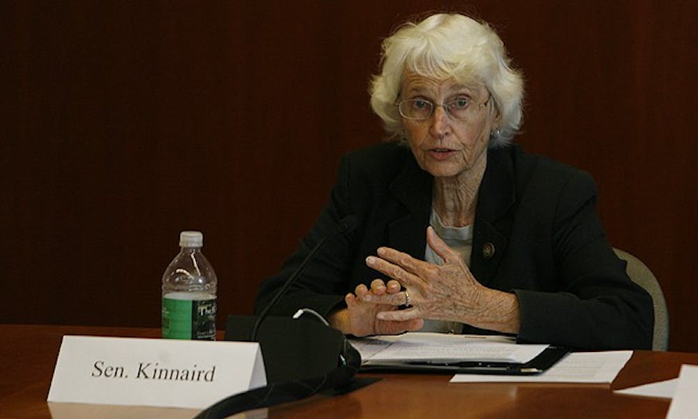 Sen. Ellie Kinnaird, D-N.C., who supports marriage equality for all citizens, speaks as part of a panel discussion Monday.