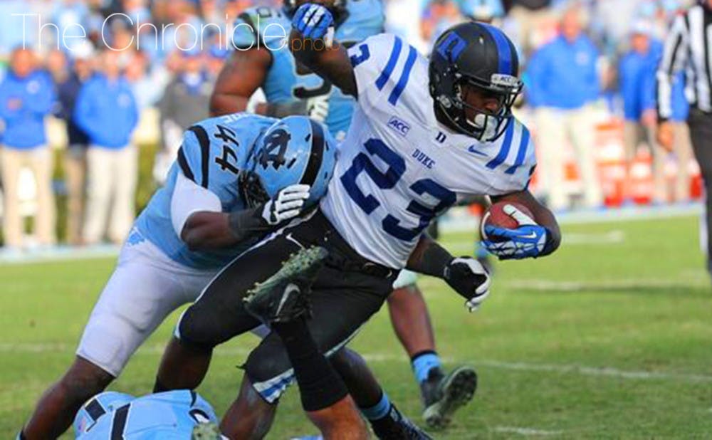 <p>Former Duke running back Juwan Thompson will suit up for the Denver Broncos in the Super Bowl this Sunday against the Carolina Panthers.</p>