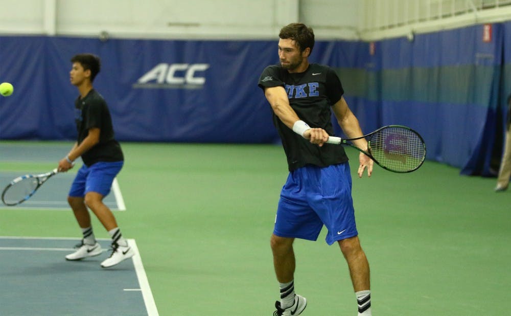 <p>Freshman Catalin Mateas picked up a pair of singles wins and teamed with classmate Vincent Lin for a 2-0 doubles ledger Saturday against Coastal Carolina and Furman.</p>