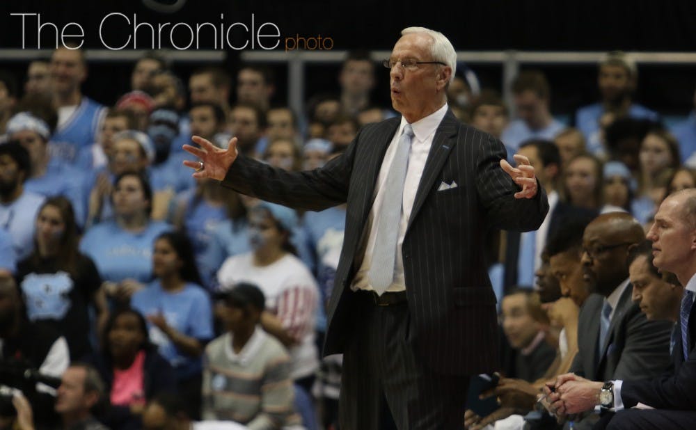 <p>North Carolina head coach Roy Williams has guided his team to a 10-2 start in ACC play.</p>