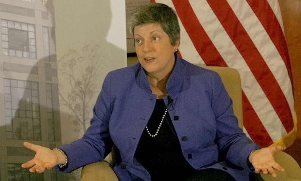 Secretary of Homeland Security Janet Napolitano speaks Thursday evening in the Sanford School of Public Policy.