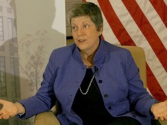 Secretary of Homeland Security Janet Napolitano speaks Thursday evening in the Sanford School of Public Policy.