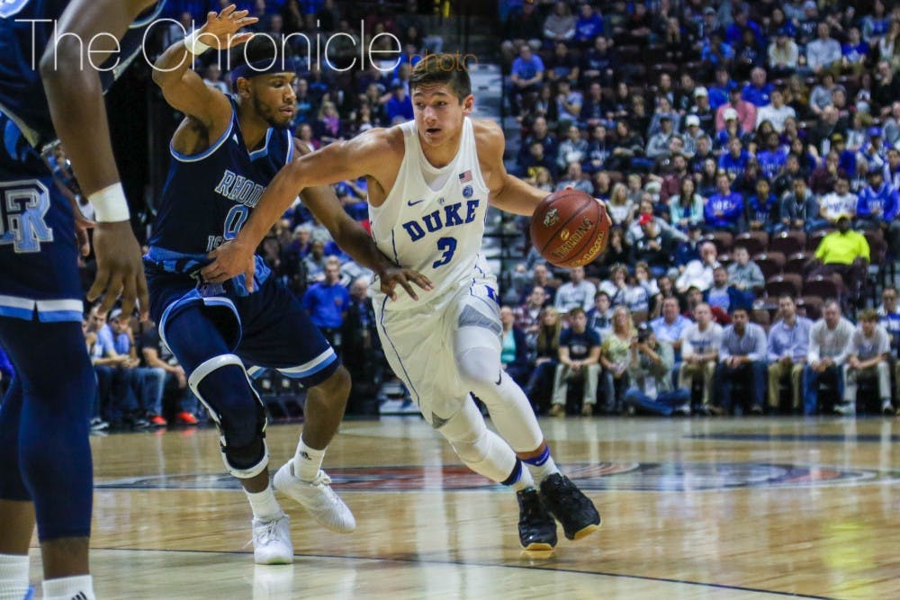 <p>Grayson Allen scored his 1,000th career point Sunday despite dealing with leg and toe injuries.&nbsp;</p>