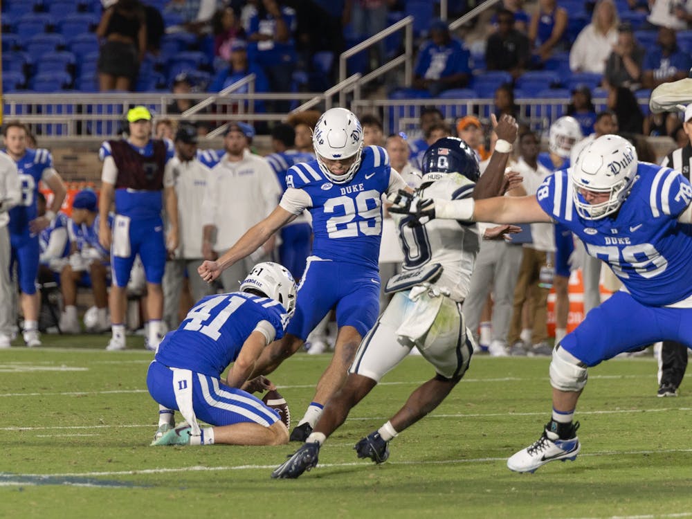 Junior Todd Pelino kicks a field goal against UConn.