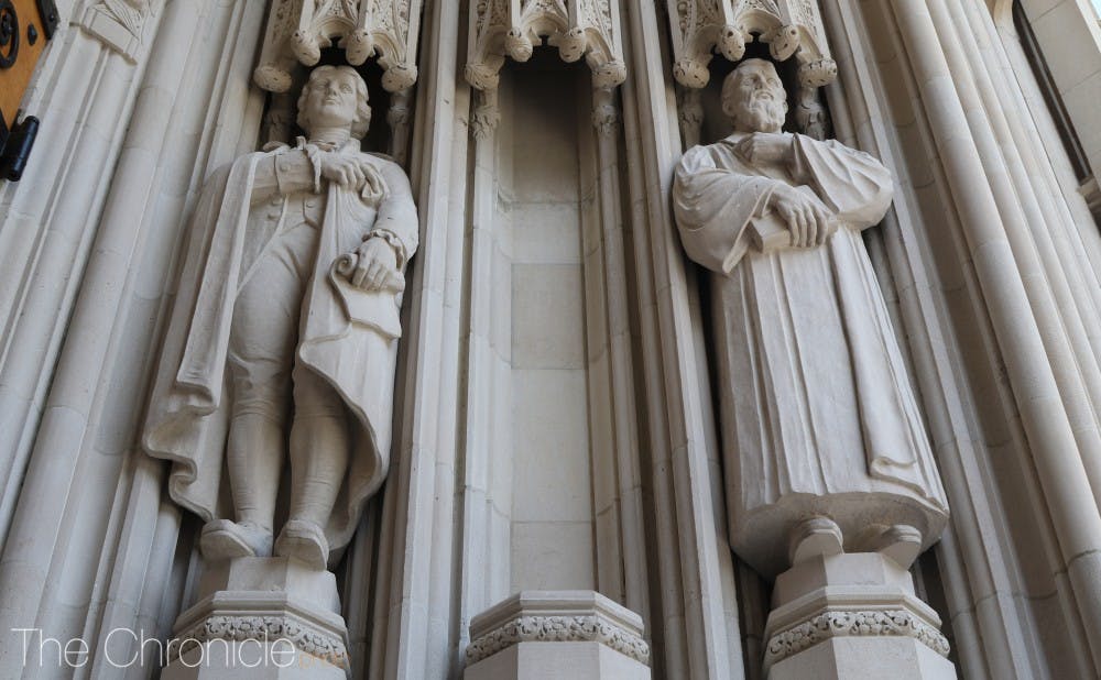 The empty space in the Chapel's entryway a year after the Robert E. Lee statue was removed.