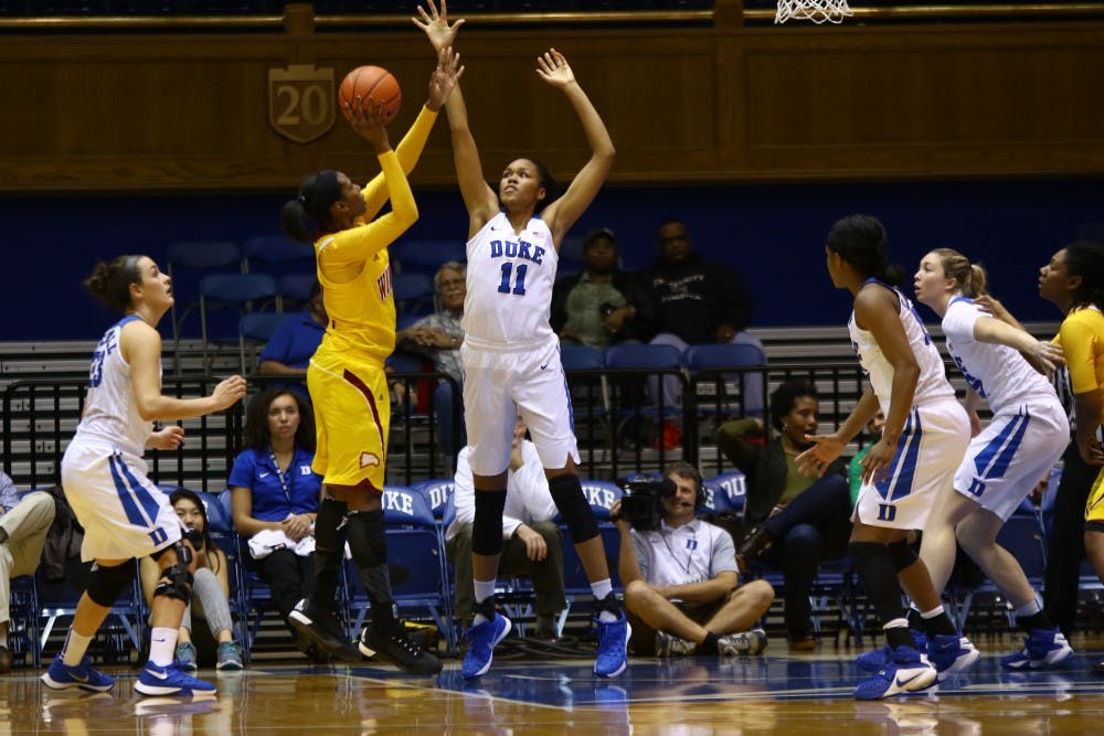 Sophomore Azurá Stevens swatted eight of Duke's 16 blocked shots Sunday, the fifth-most by a Blue Devil in a single game.