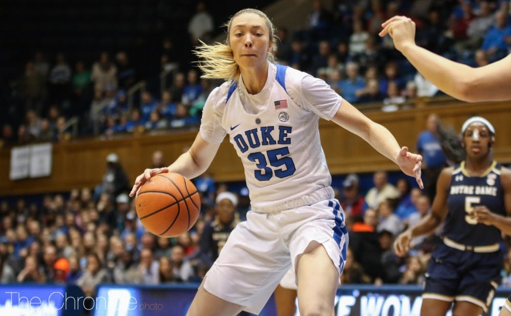 Erin Mathias only grabbed a mere three rebounds as one of Duke's starting centers.