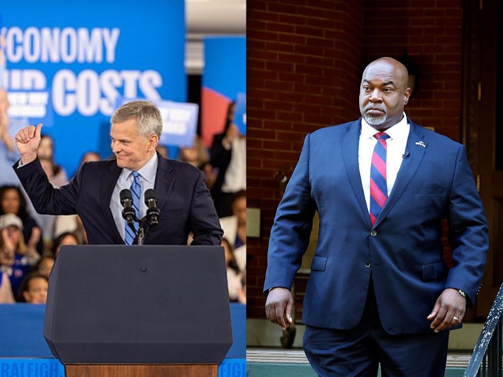 The nominees for North Carolina governor: N.C. Attorney General Josh Stein, a Democrat (left), and N.C. Lt. Gov. Mark Robinson, a Republican (right).