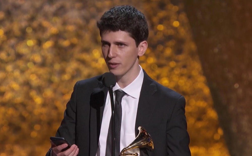 Eric Oberstein accepted his third Grammy award for producing Dafnis Prieto's "Back to the Sunset" in Los Angeles Feb. 10. 