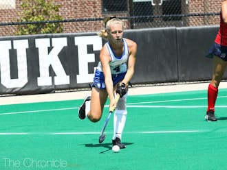 Senior Leah Crouse came straight from the airport to Duke's game against Richmond Sunday. 