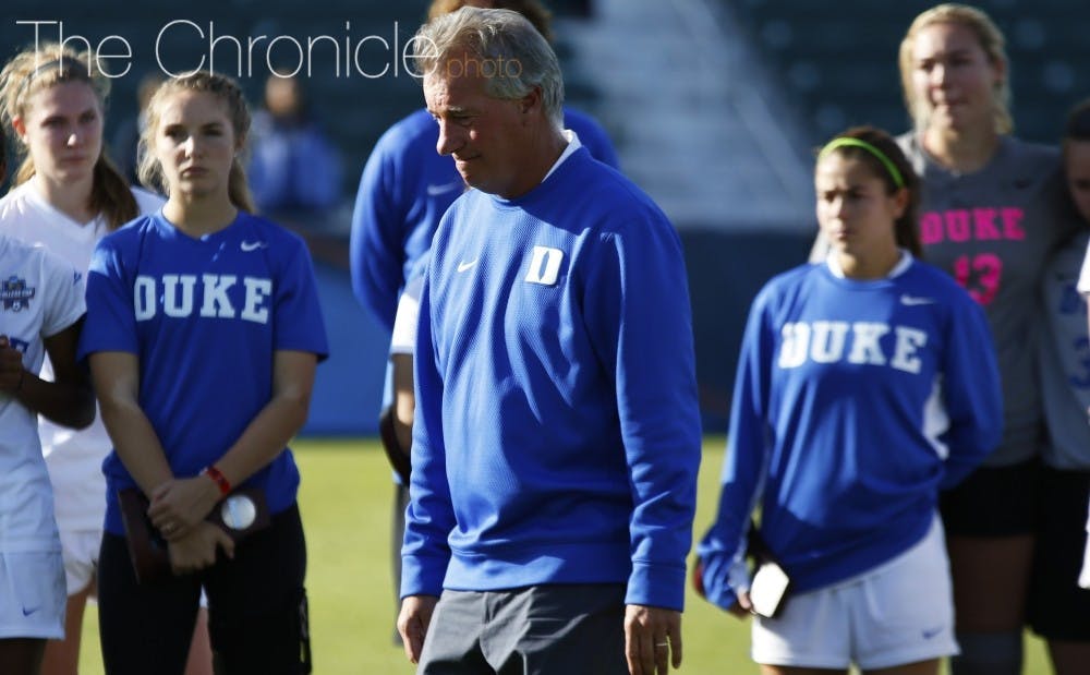 Robbie Church is entering his 21st season as head coach of Duke women's soccer. 