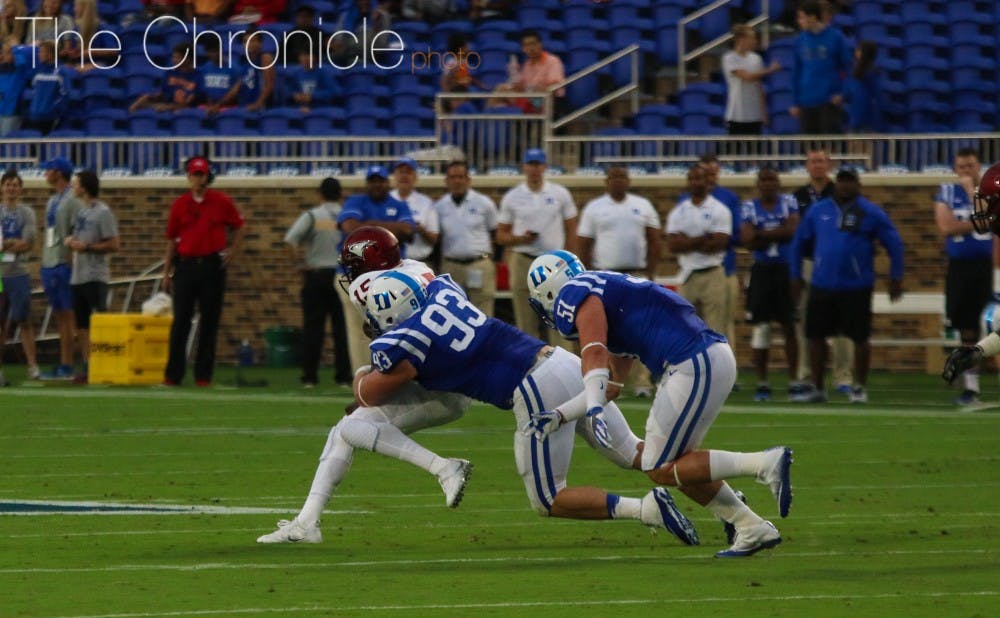 <p>Redshirt senior defensive tackle A.J. Wolf and the Blue Devils are one of the ACC's best fronts at getting after opposing quarterbacks.&nbsp;</p>