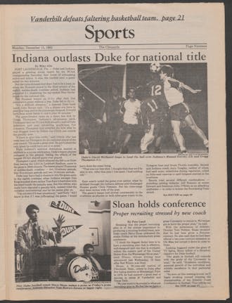 Duke squandered a chance to win its first national title in any sport in 1982, losing in men's soccer to Indiana in eight overtimes.