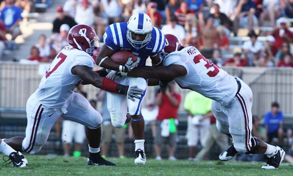 True freshman Josh Snead was Duke’s leading rusher, running for 83 yards on 14 carries for a 5.9 average.