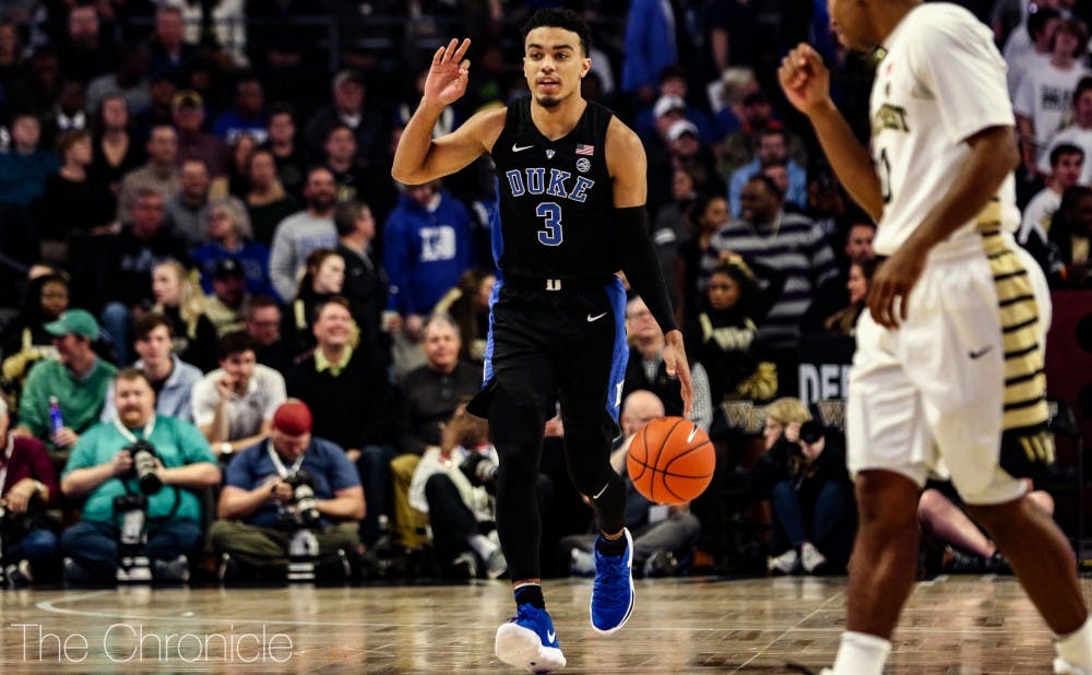 <p>Tre Jones has been steady as the Blue Devils' floor general, but it's his constant ball pressure on defense that has given life to the Duke offense.</p>