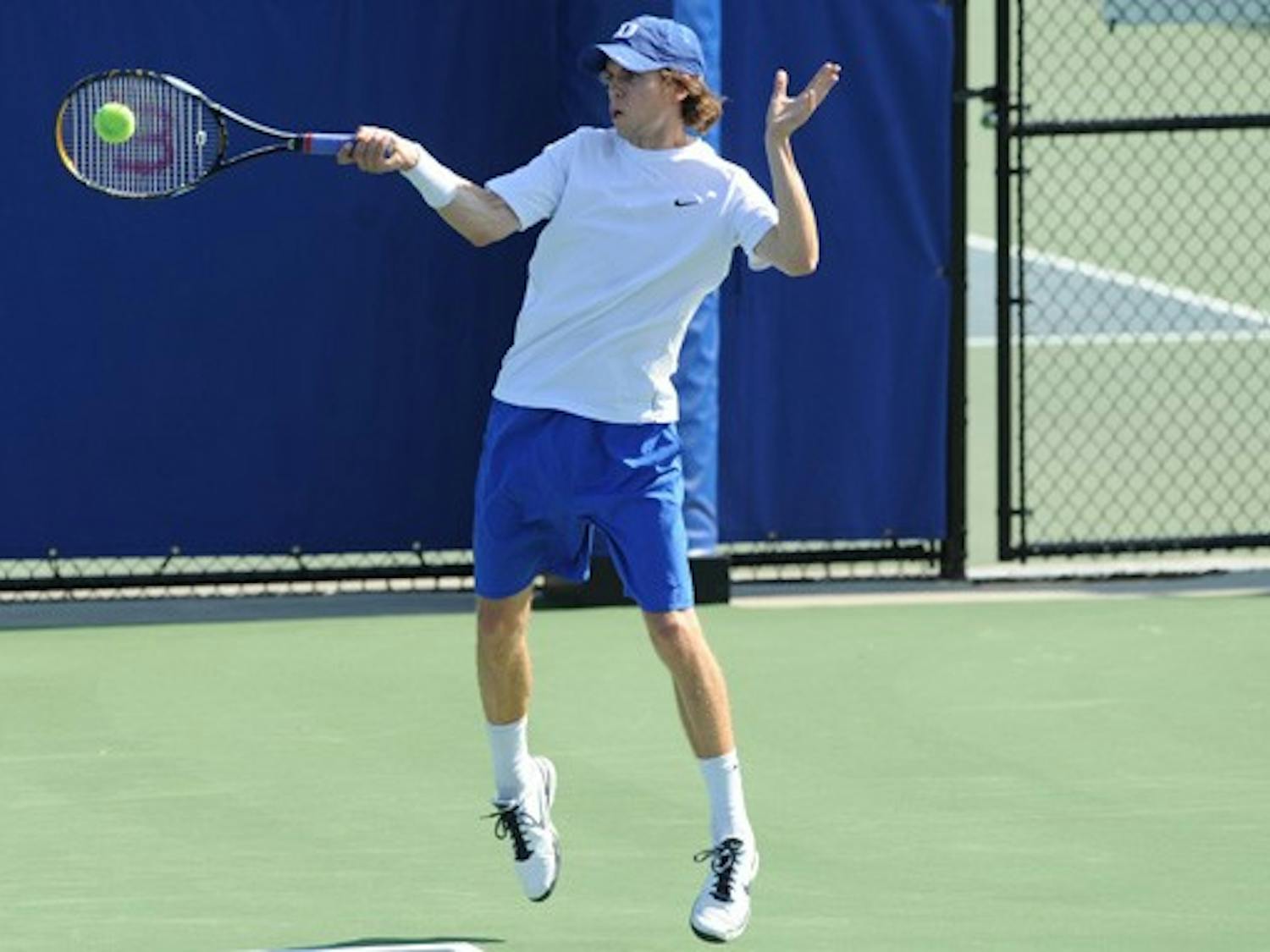 Reid Carleton won both of his matches against Miami Sunday—in singles, he won 6-4, 6-4 against Keith Crowley.