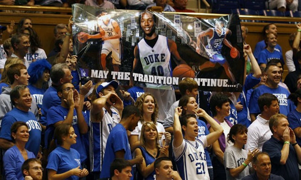 Duke security officials confiscated life-size cutouts and signs mentioning recruit Harrison Barnes from Cameron Indoor Stadium during Saturday’s win over Pfeiffer.