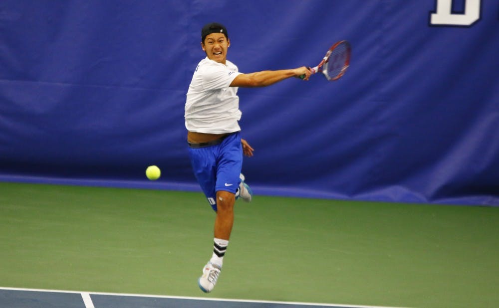 <p>Freshman Adrian Chamdani picked up a 6-4, 6-4 win Sunday, but the Blue Devils could not escape an early hole as Duke fell to San Diego in the ITA Kick-Off Weekend championship match.</p>