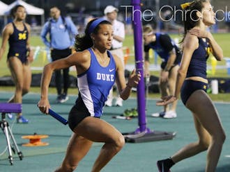 Madeline Kopp was part of Duke's 4-x-100-meter relay team that edged Wyoming by a hundredth of a second to take home first place.