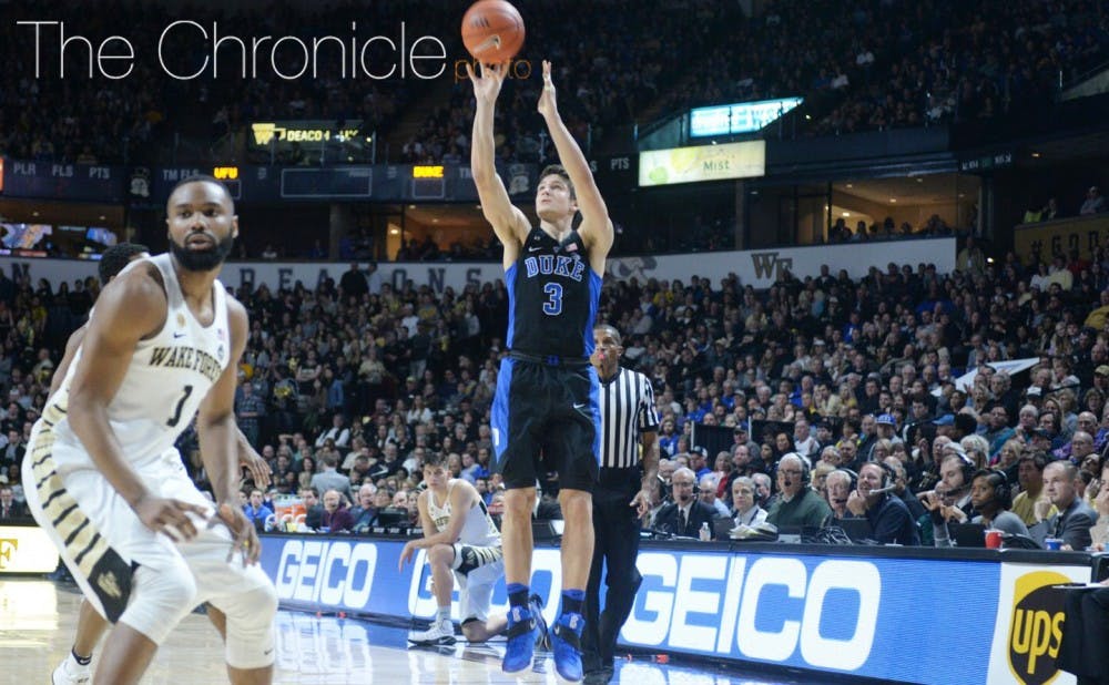 Grayson Allen hit a clutch 3-pointer to bring Duke within one with 55 seconds left in the game.&nbsp;