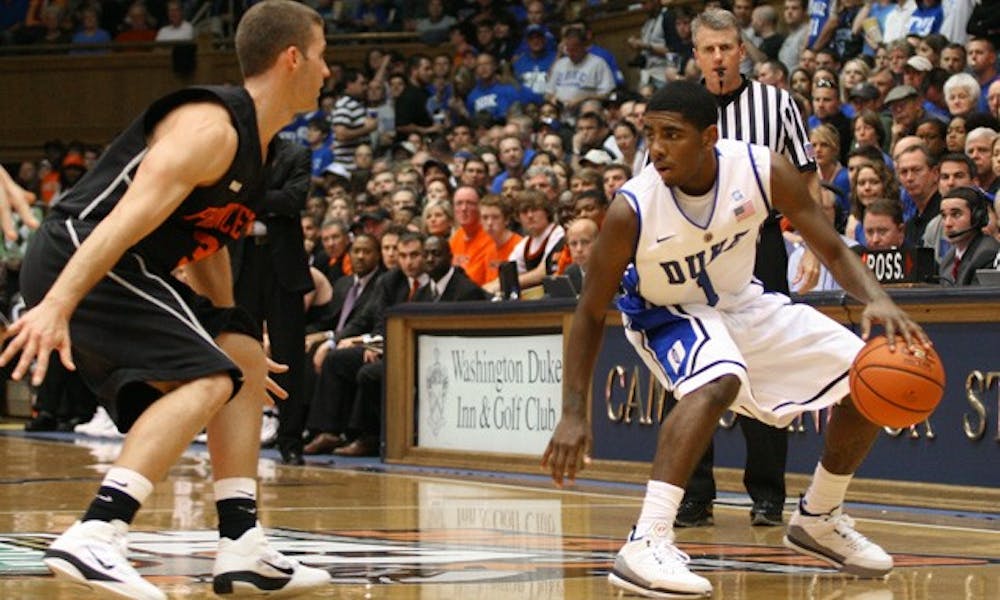 After getting off to a sloppy start, Duke easily pulled away from Princeton Sunday night in Cameron Indoor Stadium, winning its opening game of the season, 97-60.