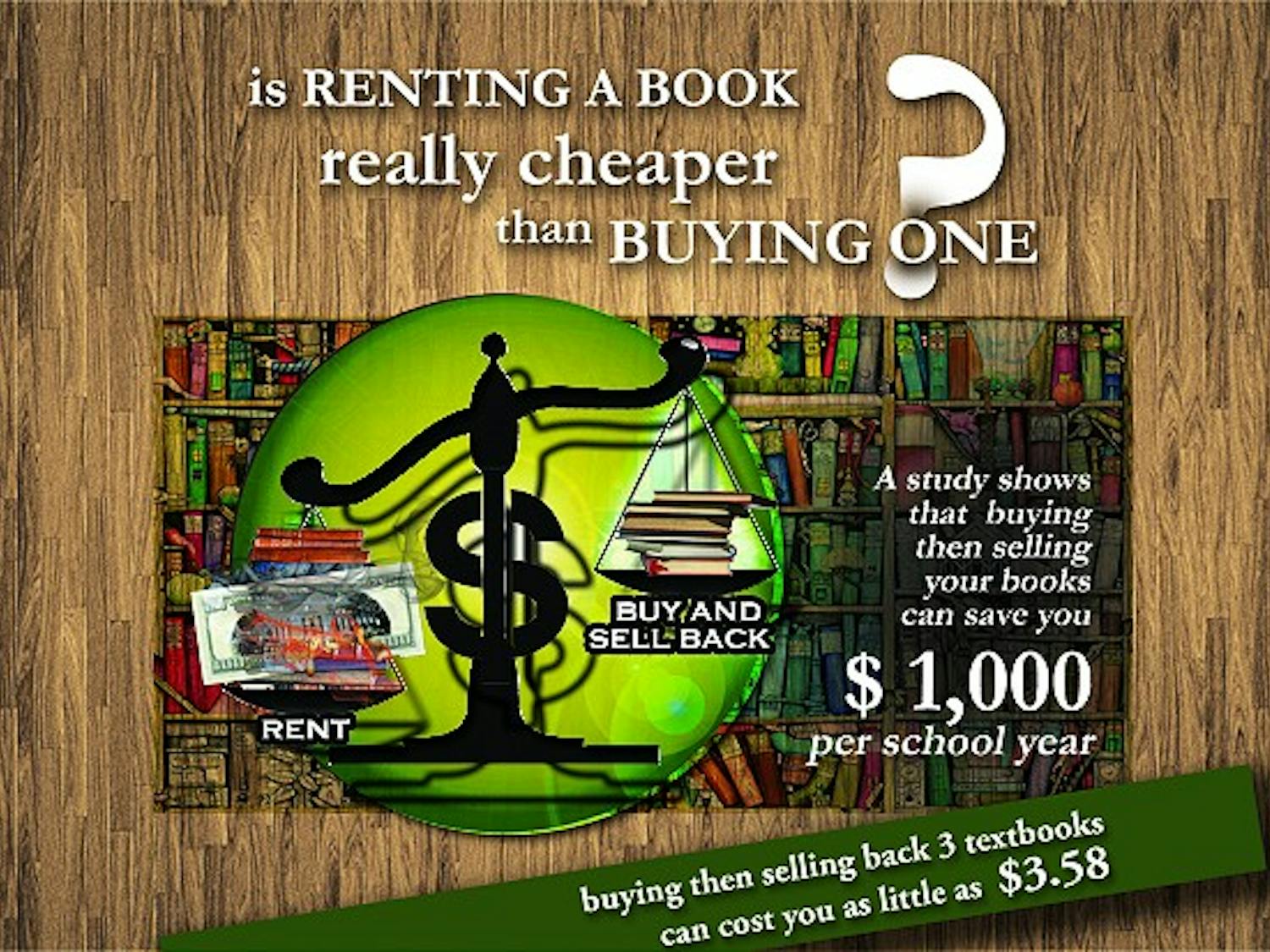 A recent study found that it is cheaper to buy textbooks then sell them back, rather than renting them. A student can save approximately $1,000 per school year, according to the study.