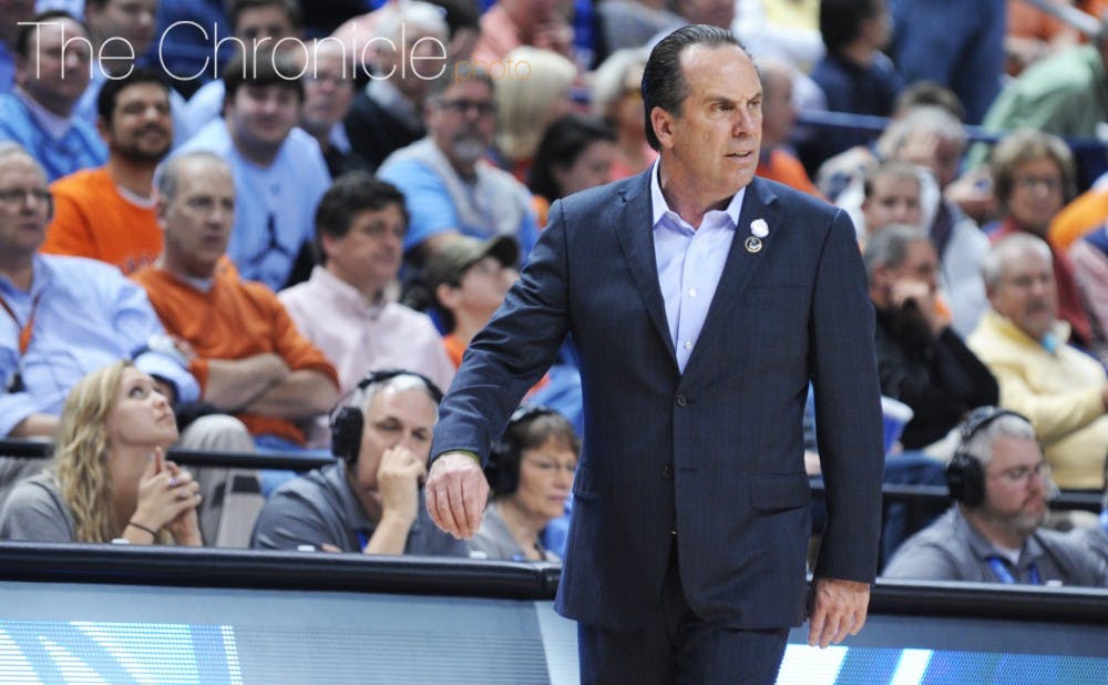 <p>Notre Dame head coach Mike Brey was among several coaches who said they would be in favor of changing the ACC’s current 18-game schedule in which each team plays four repeat opponents.</p>