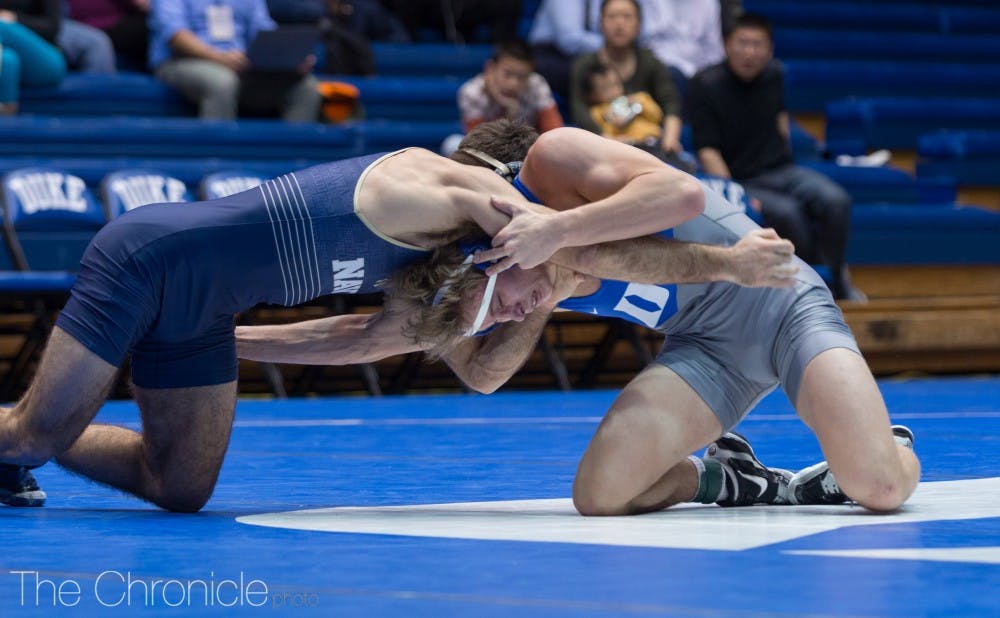 <p>Jeremiah Reitz beat Virginia's Sam Martino for the first dual-match victory of his career.</p>