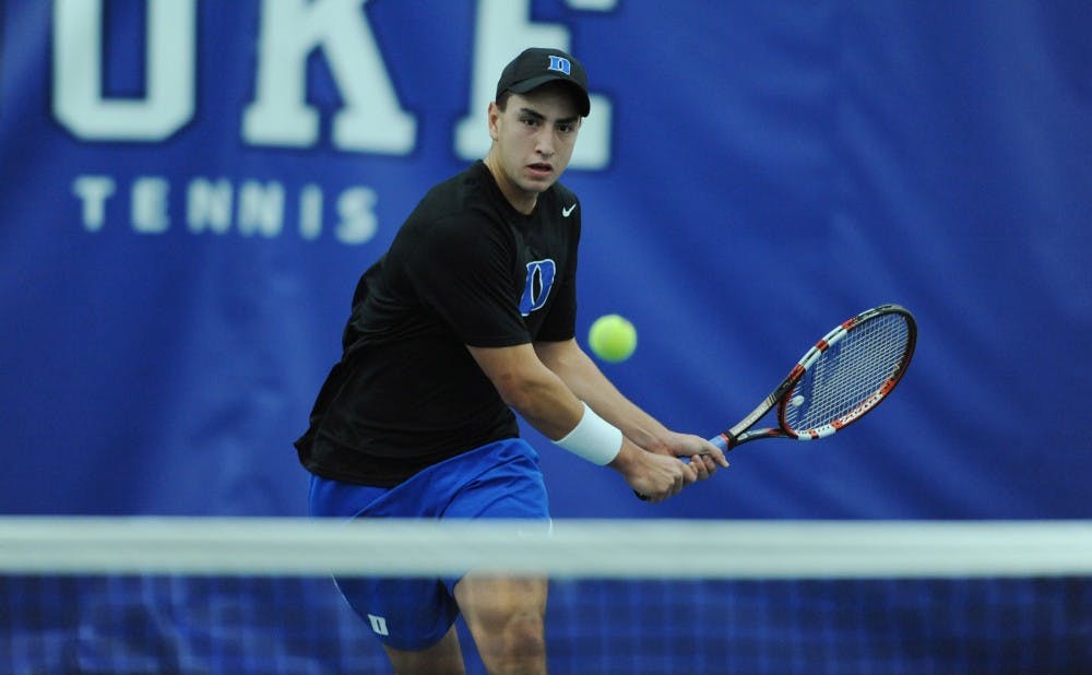Freshman Nicolas Alvarez went 3-0 in singles and teamed with Raphael Hemmeler to finish 3-0 in doubles in the rookie’s first appearance at the ITA Team Indoor Championships.
