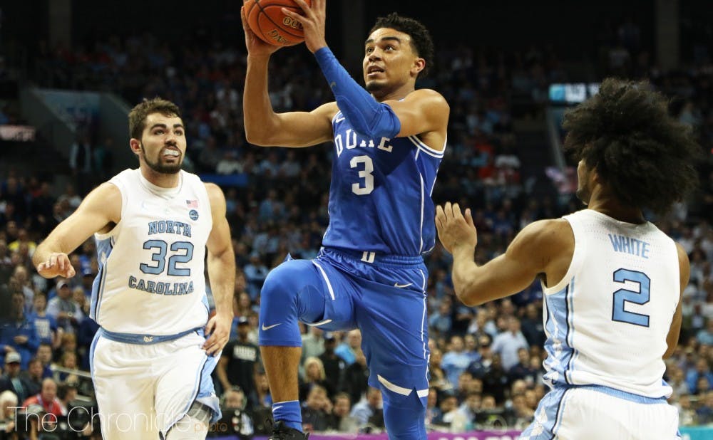 <p>Tre Jones guided the Blue Devils all season, and will look to become a more reliable shooter during his sophomore year.</p>