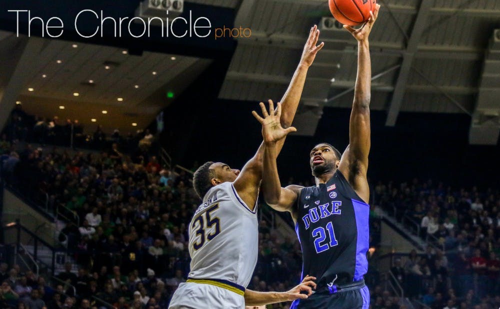 <p>Graduate student forward Amile Jefferson has struggled to find offensive consistency since returning from a bone bruise in his right foot and had just six points in 31 minutes Monday at Notre Dame.</p>