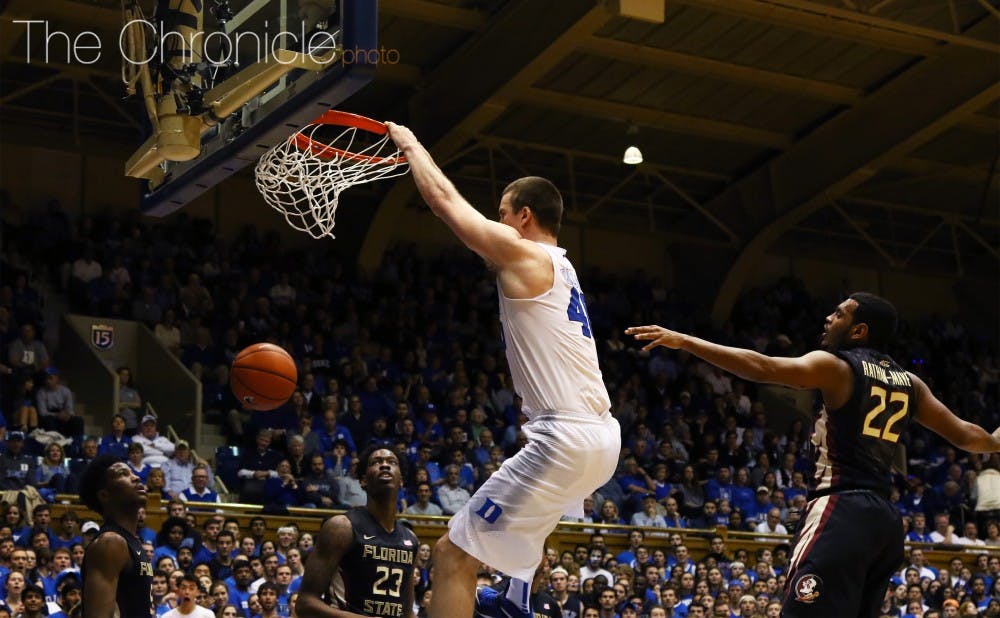 <p>Center Marshall Plumlee picked up his fifth double-double of the season with 13 points and 10 rebounds in Duke' win.</p>