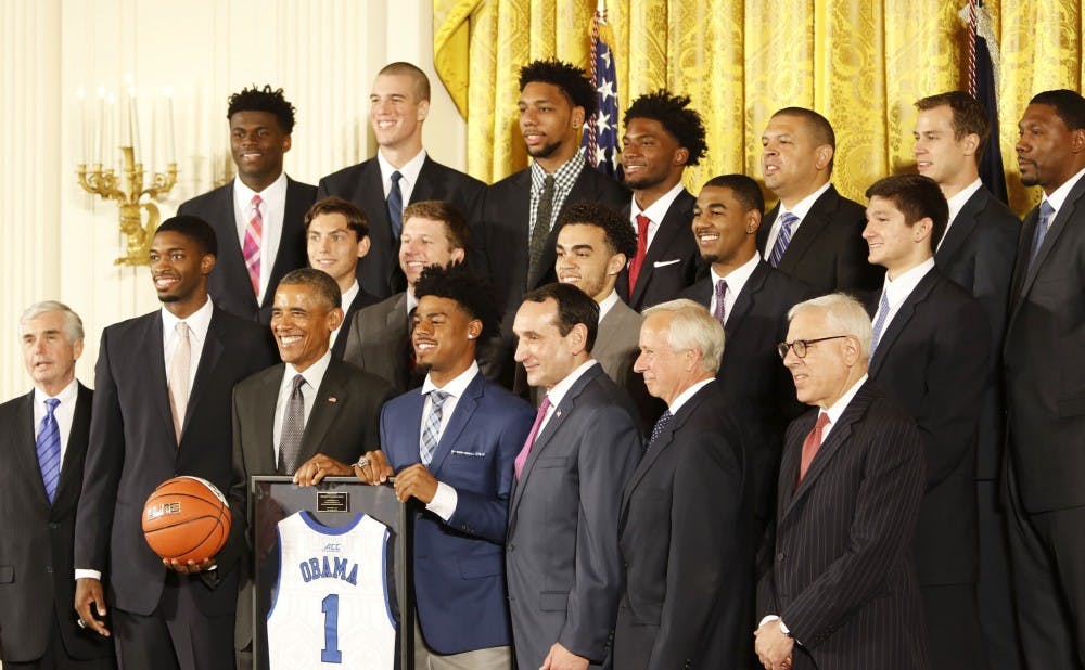 The Blue Devils visited President Barack Obama at the White House Tuesday morning in honor of their national championship in April.