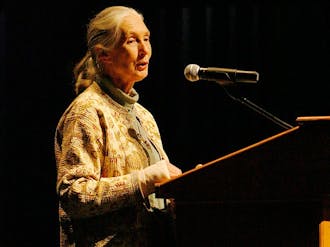 Primatologist Jane Goodall spoke Monday in Page Auditorium, discussing the digitization of more than 400,000 of her documents on chimpanzees and the need to preserve their habitats.