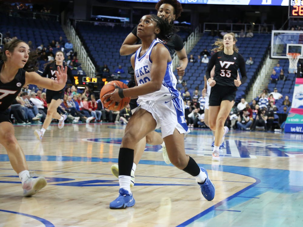 Sophomore guard Shayeann Day-Wilson in Duke's loss to Virginia Tech at the ACC tournament.