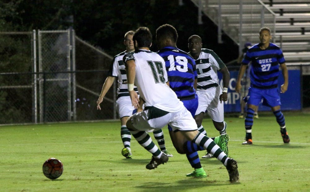 <p>Sophomore Jeremy Ebobisse notched his team-leading fourth goal of the season in the 20th minute against the Greyhounds, helping Duke build a 3-0 lead in the first half.</p>