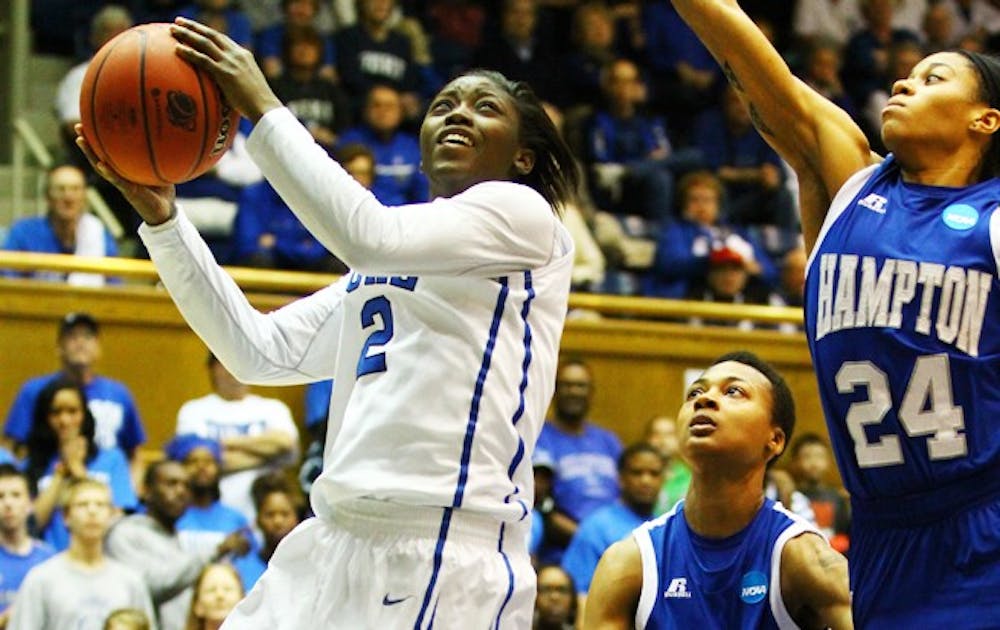 Alexis Jones scored 11 points, dished out 10 assists and grabbed eight rebounds in Duke’s win against Hampton.