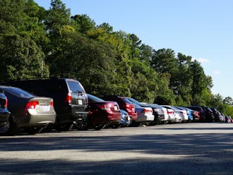 The Blue Zone is a popular parking lot for undergraduates living on West Campus.
