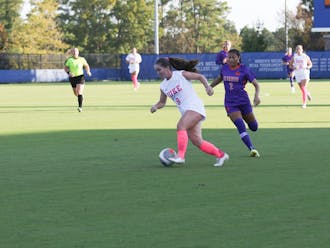 Grace Watkins, who provided an assist Thursday, dribbles the ball during Duke's defeat to Clemson.