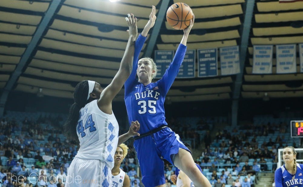 <p>Erin Mathias earned a double-double in her hometown with 12 points and 10 rebounds.</p>