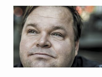 Monologist Mike Daisey spent several days as an artist-in-residence with Duke Performances, presenting his show "American Utopias.”